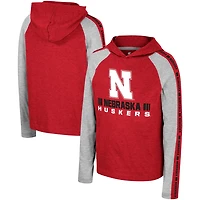 Youth Colosseum Nebraska Huskers Ned Raglan Long Sleeve Hooded T-Shirt