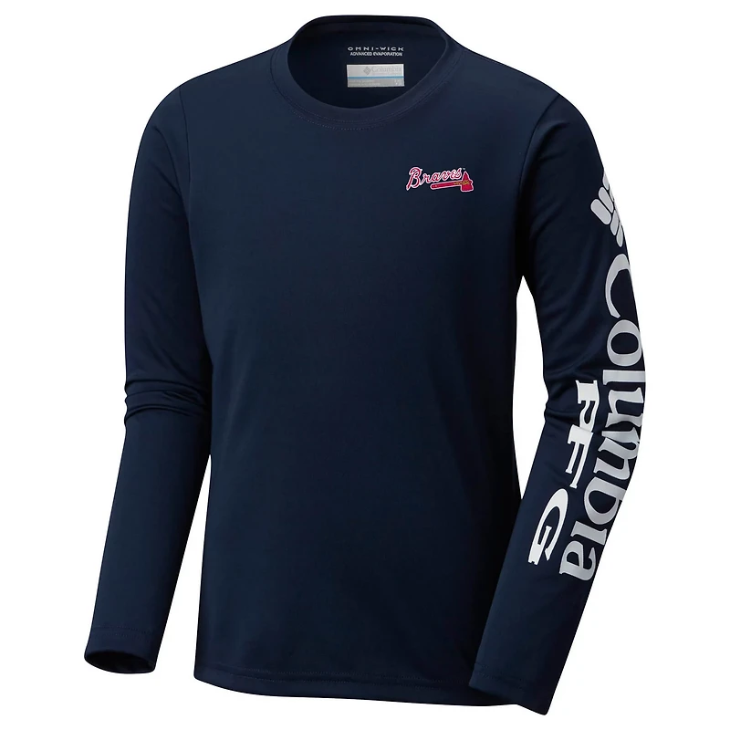 Youth Columbia Atlanta Braves Terminal Tackle Long Sleeve T-Shirt