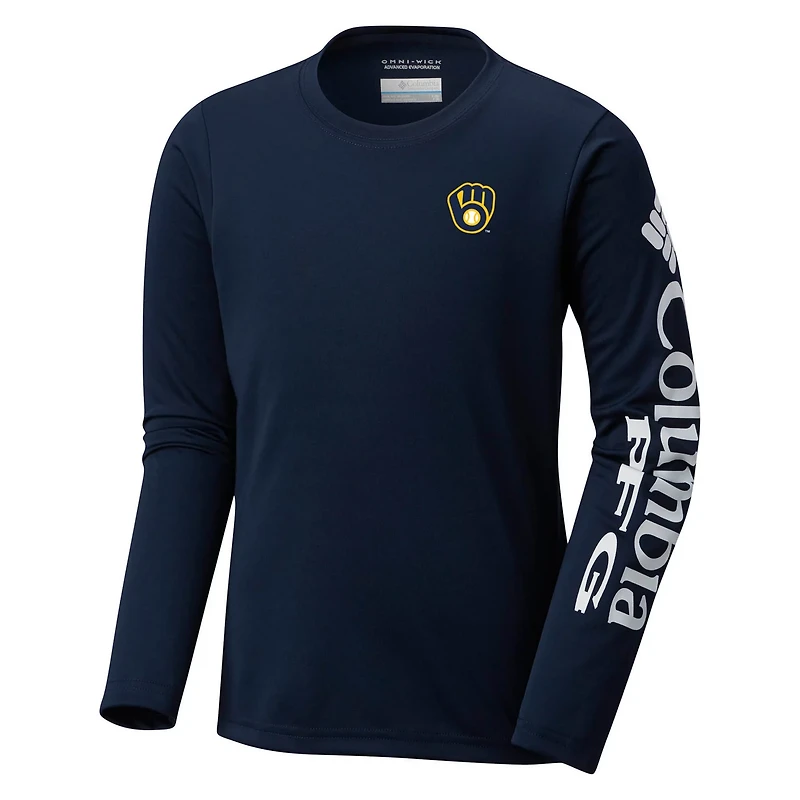 Youth Columbia Milwaukee Brewers Terminal Tackle Long Sleeve T-Shirt