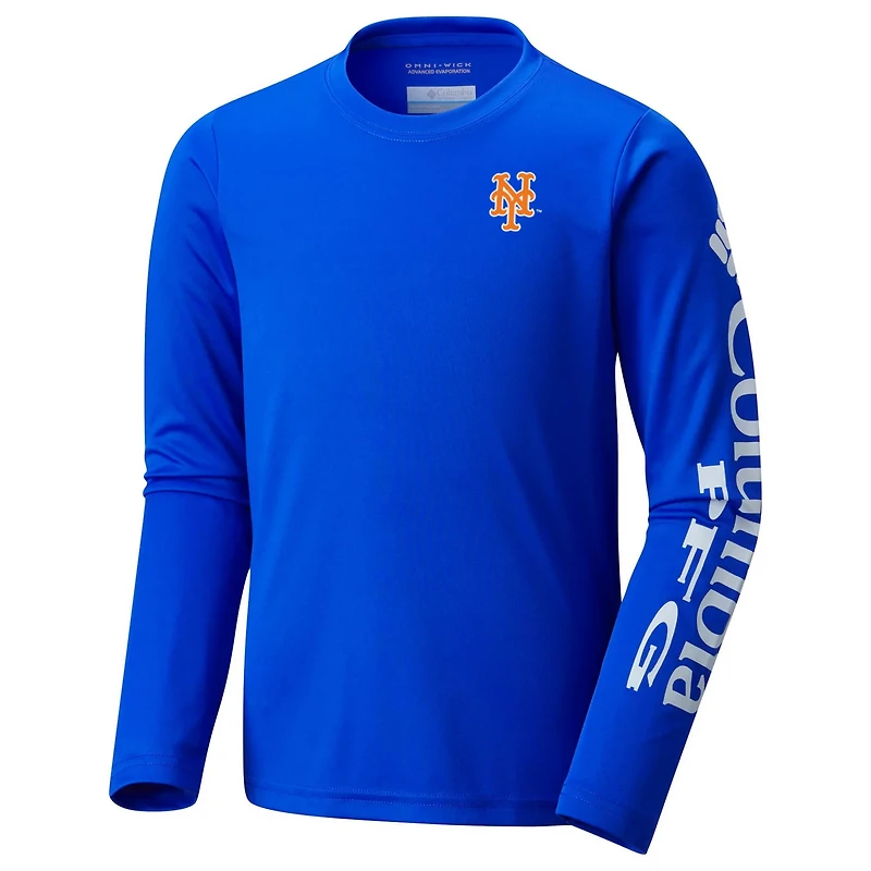 Youth Columbia New York Mets Terminal Tackle Long Sleeve T-Shirt
