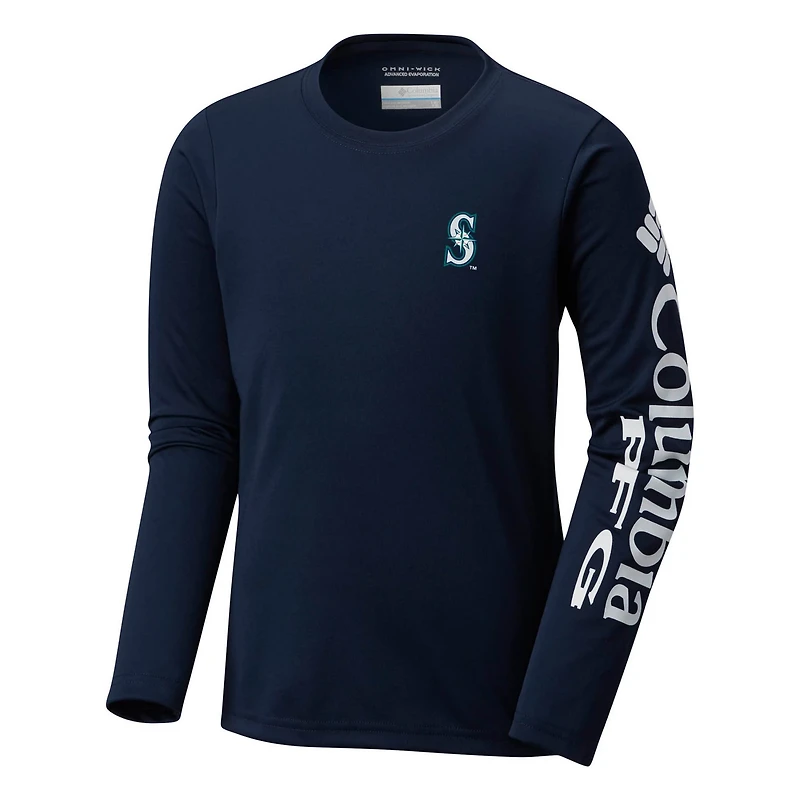 Youth Columbia Seattle Mariners Terminal Tackle Long Sleeve T-Shirt