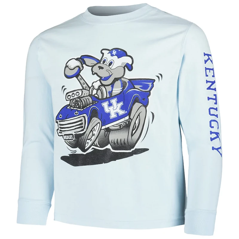 Youth ComfortWash Light Kentucky Wildcats Mascot Race Car Long Sleeve T-Shirt