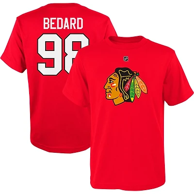 Youth Connor Bedard Chicago hawks Player Name  Number T-Shirt