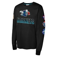 Youth Mitchell  Ness Charlotte Hornets Hardwood Classic All Over Long Sleeve T-Shirt