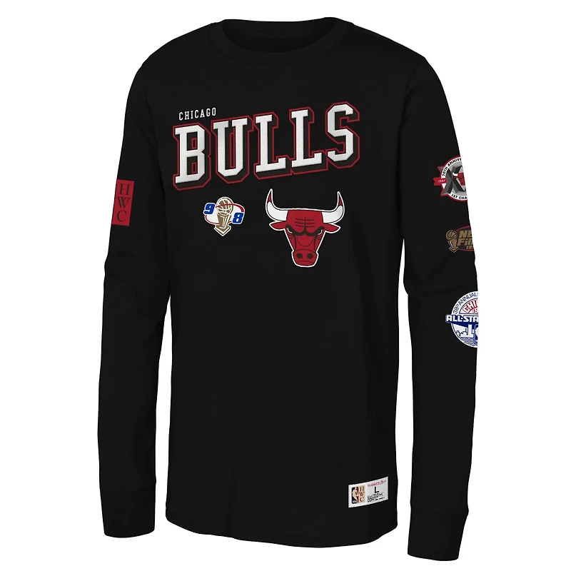 Youth Mitchell Ness Chicago Bulls Hardwood Classics Training Camp Long Sleeve T-Shirt