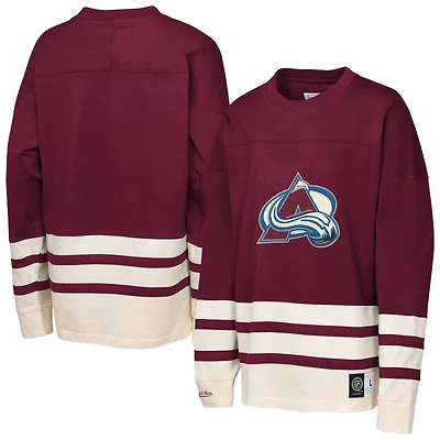 Youth Mitchell  Ness Colorado Avalanche Chainstitch Heavyweight Long Sleeve Top
