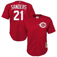 Youth Mitchell  Ness Deion Sanders Cincinnati s Cooperstown Mesh Batting Practice Jersey