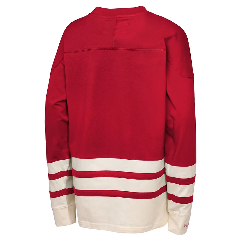 Youth Mitchell  Ness Detroit Wings Chainstitch Heavyweight Long Sleeve Top