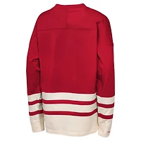 Youth Mitchell  Ness Detroit Wings Chainstitch Heavyweight Long Sleeve Top