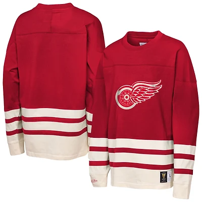 Youth Mitchell  Ness Detroit Wings Chainstitch Heavyweight Long Sleeve Top