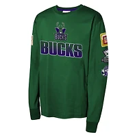 Youth Mitchell  Ness Hunter Milwaukee Bucks Hardwood Classics All Over Long Sleeve T-Shirt