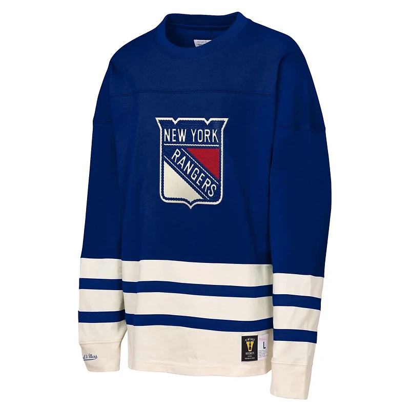 Youth Mitchell  Ness New York Rangers Chainstitch Heavyweight Long Sleeve Top