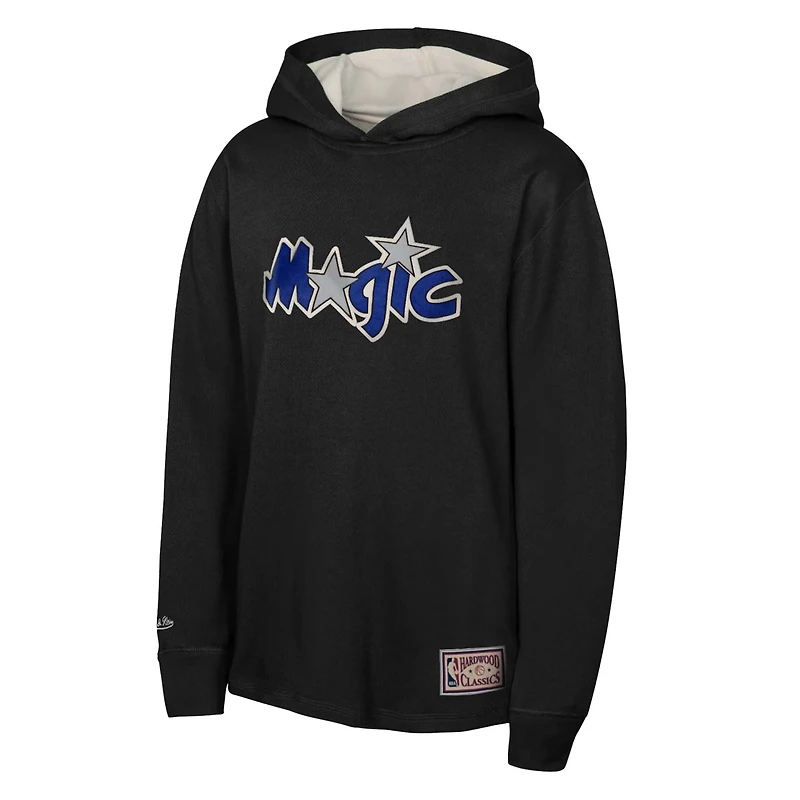 Youth Mitchell  Ness Orlando Magic Hardwood Classics Lightweight Thermal Long Sleeve Hoodie T-Shirt