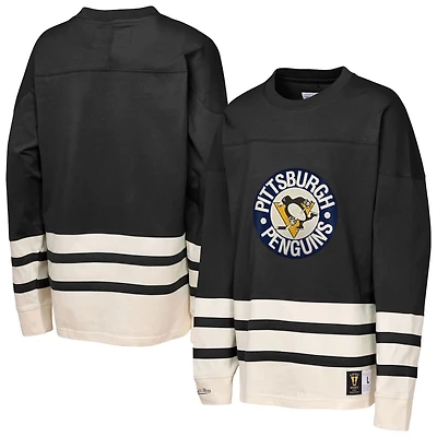 Youth Mitchell  Ness Pittsburgh Penguins Chainstitch Heavyweight Long Sleeve Top