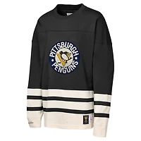 Youth Mitchell  Ness Pittsburgh Penguins Chainstitch Heavyweight Long Sleeve Top