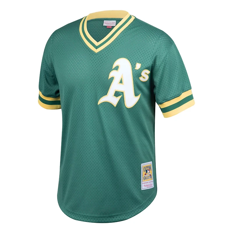 Youth Mitchell  Ness Rickey Henderson Athletics Cooperstown Collection Mesh Batting Practice Jersey