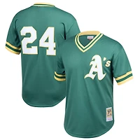 Youth Mitchell  Ness Rickey Henderson Athletics Cooperstown Collection Mesh Batting Practice Jersey