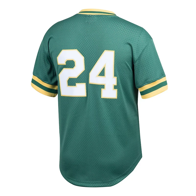 Youth Mitchell  Ness Rickey Henderson Athletics Cooperstown Collection Mesh Batting Practice Jersey