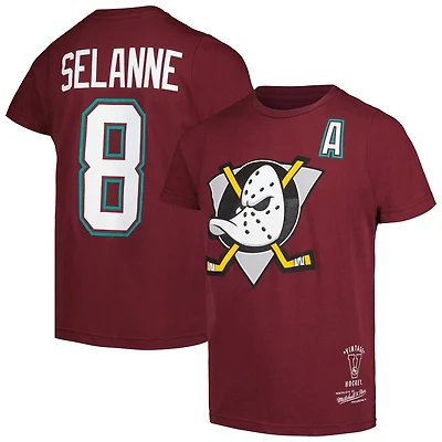Youth Mitchell Ness Teemu Selanne Anaheim Ducks Name Number T-Shirt