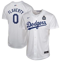 Youth Nike Jack Flaherty Los Angeles Dodgers 2024 World Series Patch Home Game Player Jersey