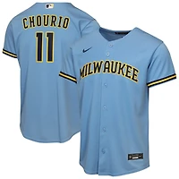 Youth Nike Jackson Chourio Light Milwaukee Brewers Road Replica Jersey