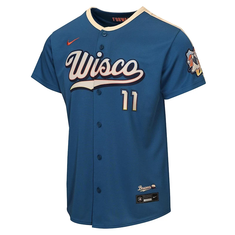 Youth Nike Jackson Chourio Mineral Milwaukee Brewers 2026 City Connect Stadium Jersey