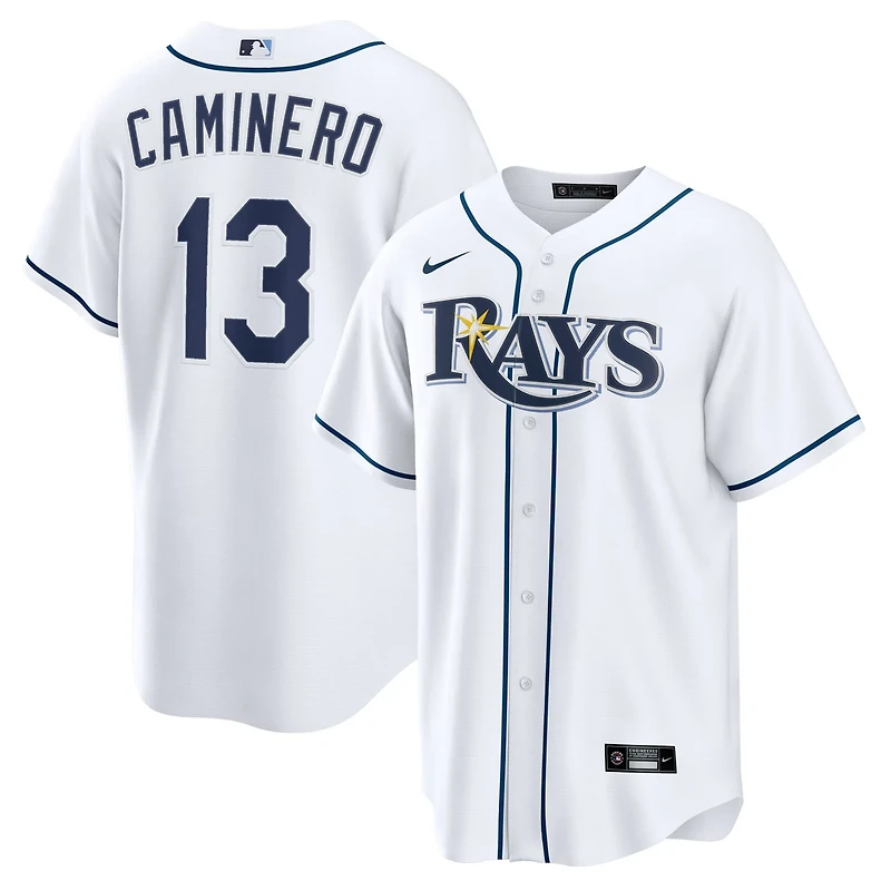 Youth Nike Junior Caminero Tampa Bay Rays Home Replica Jersey