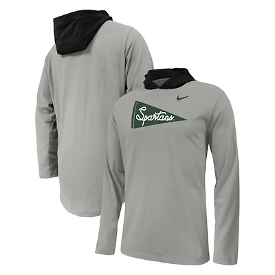 Youth Nike Michigan State Spartans Sideline Performance Long Sleeve Hoodie T-Shirt