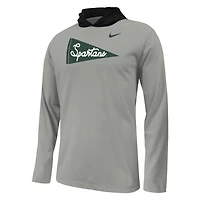 Youth Nike Michigan State Spartans Sideline Performance Long Sleeve Hoodie T-Shirt