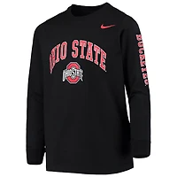 Youth Nike Ohio State Buckeyes Arch  Logo 2-Hit Long Sleeve T-Shirt