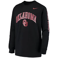 Youth Nike Oklahoma Sooners Arch  Logo 2-Hit Long Sleeve T-Shirt
