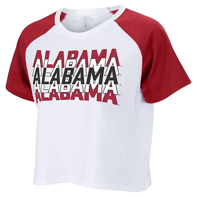 ZooZatz Alabama Crimson Tide Colorblock Repeat Raglan Cropped T-Shirt