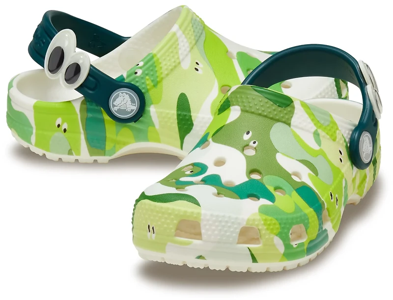Crocs Kids' Classic Glow Slime Monster TD Clogs
