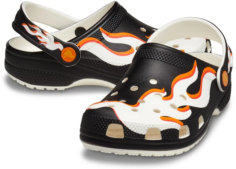 Crocs Kids' Classic Graphic Glow Flame Clogs