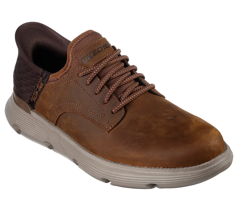 SKECHERS Men's Gervin Bungee Slip-in Leather Shoes