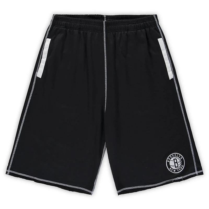 /White Brooklyn Nets Big  Tall Contrast Stitch Knit Shorts