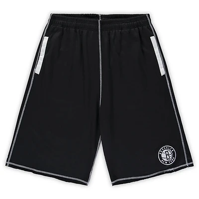 /White Brooklyn Nets Big  Tall Contrast Stitch Knit Shorts