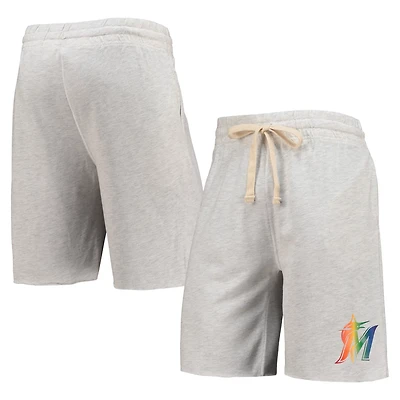 Concepts Sport Miami Marlins Mainstream Logo Terry Tri-Blend Shorts