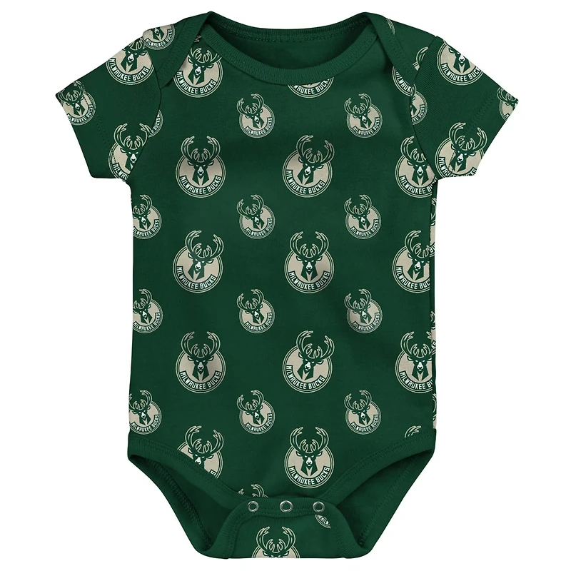 Infant Hunter Gray Milwaukee Bucks Two-Pack Double Up Bodysuit Set
