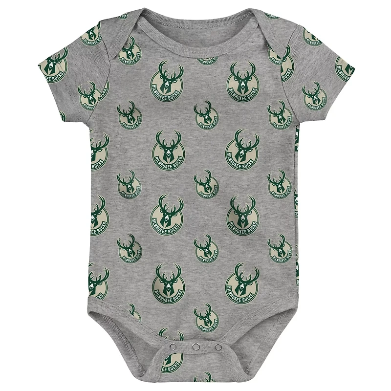 Infant Hunter Gray Milwaukee Bucks Two-Pack Double Up Bodysuit Set