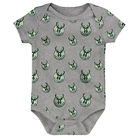 Infant Hunter Gray Milwaukee Bucks Two-Pack Double Up Bodysuit Set