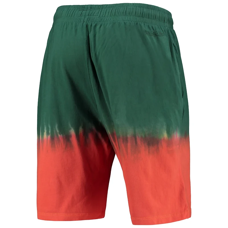 Mitchell Ness /Green Miami Hurricanes Tie-Dye Shorts