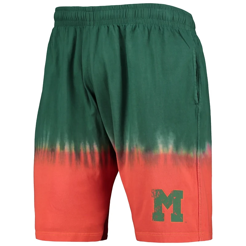 Mitchell Ness /Green Miami Hurricanes Tie-Dye Shorts