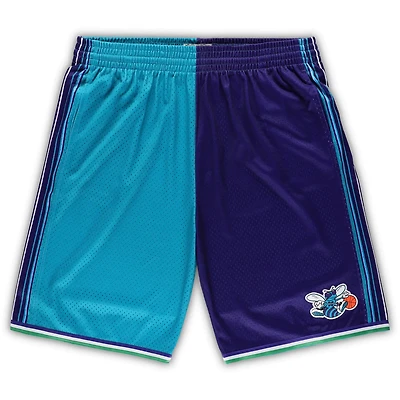 Mitchell  Ness /Purple Charlotte Hornets Big Tall Hardwood Classics Split Swingman Shorts