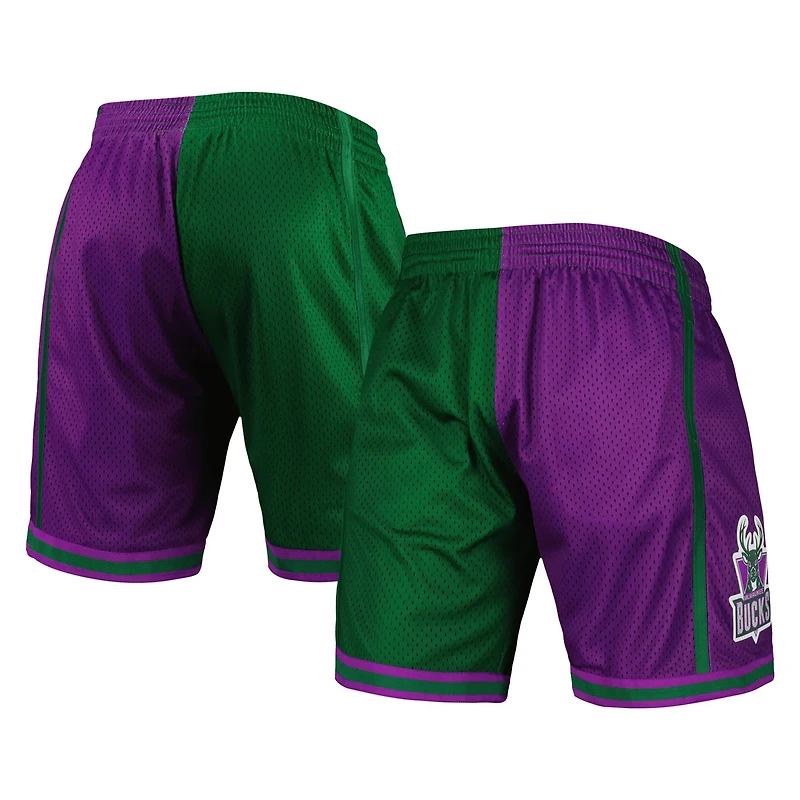 Mitchell Ness /Purple Milwaukee Bucks Hardwood Classics 1996 Split Swingman Shorts
