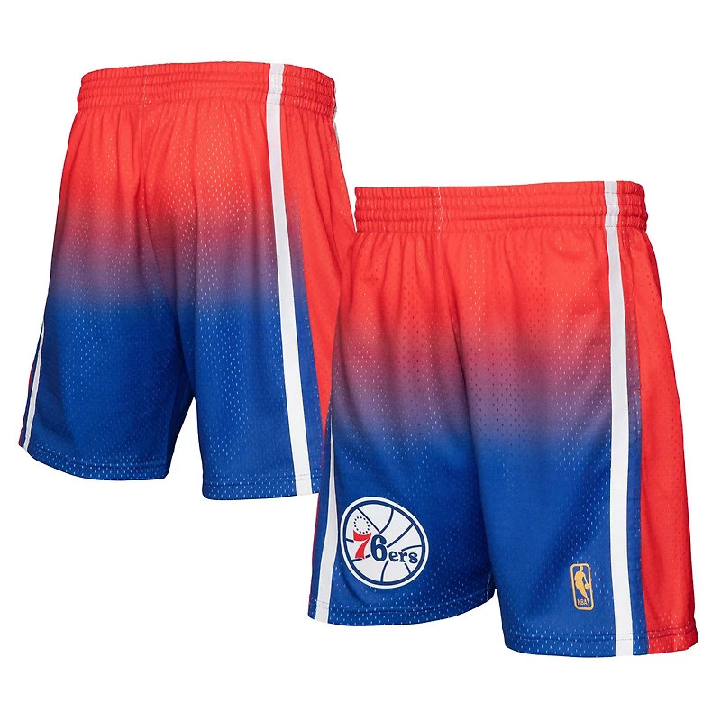 Mitchell Ness /Royal Philadelphia 76ers 1996/97 Hardwood Classics Fadeaway Reload 30 Swingman Shorts