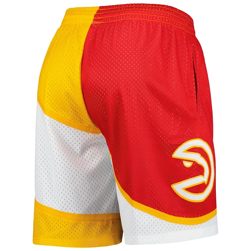 Mitchell Ness /Yellow Atlanta Hawks Hardwood Classics 1986 Split Swingman Shorts