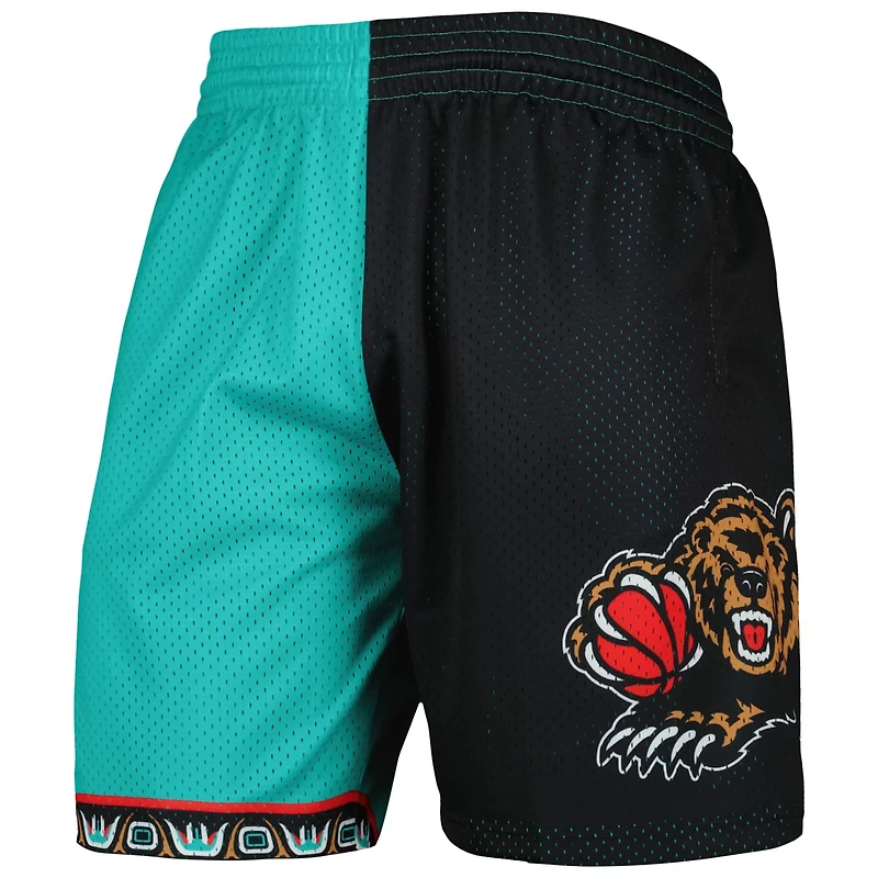 Mitchell Ness Black Vancouver Grizzlies Hardwood Classics 1998 Split Swingman Shorts