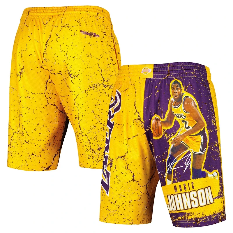 Mitchell  Ness Magic Johnson Los Angeles Lakers Hardwood Classics Player Burst Shorts