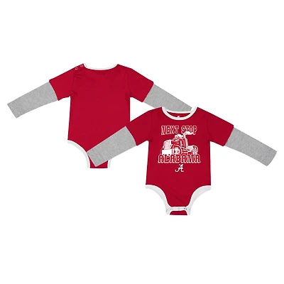 Newborn  Infant Colosseum Alabama Crimson Tide Next Stop Long Sleeve Bodysuit